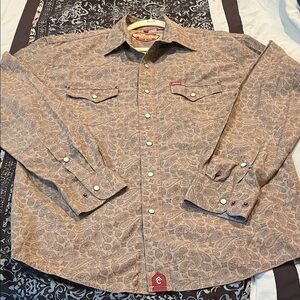 RAFTER C Men's Paisley Button-Down Shirt - Brown